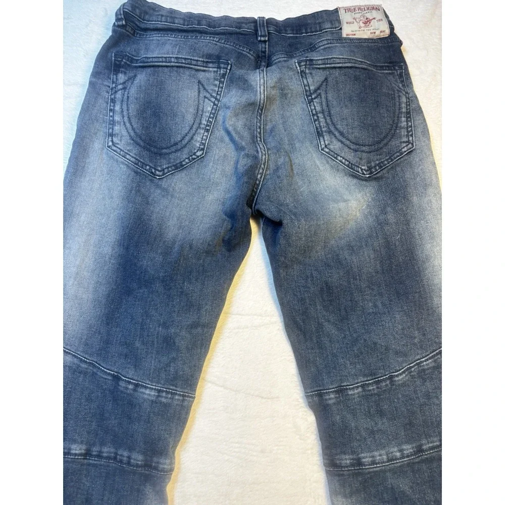 True Religion Men's Rocco Relaxed Skinny Jeans Size 32 Moto Ribbed Biker Hip hop